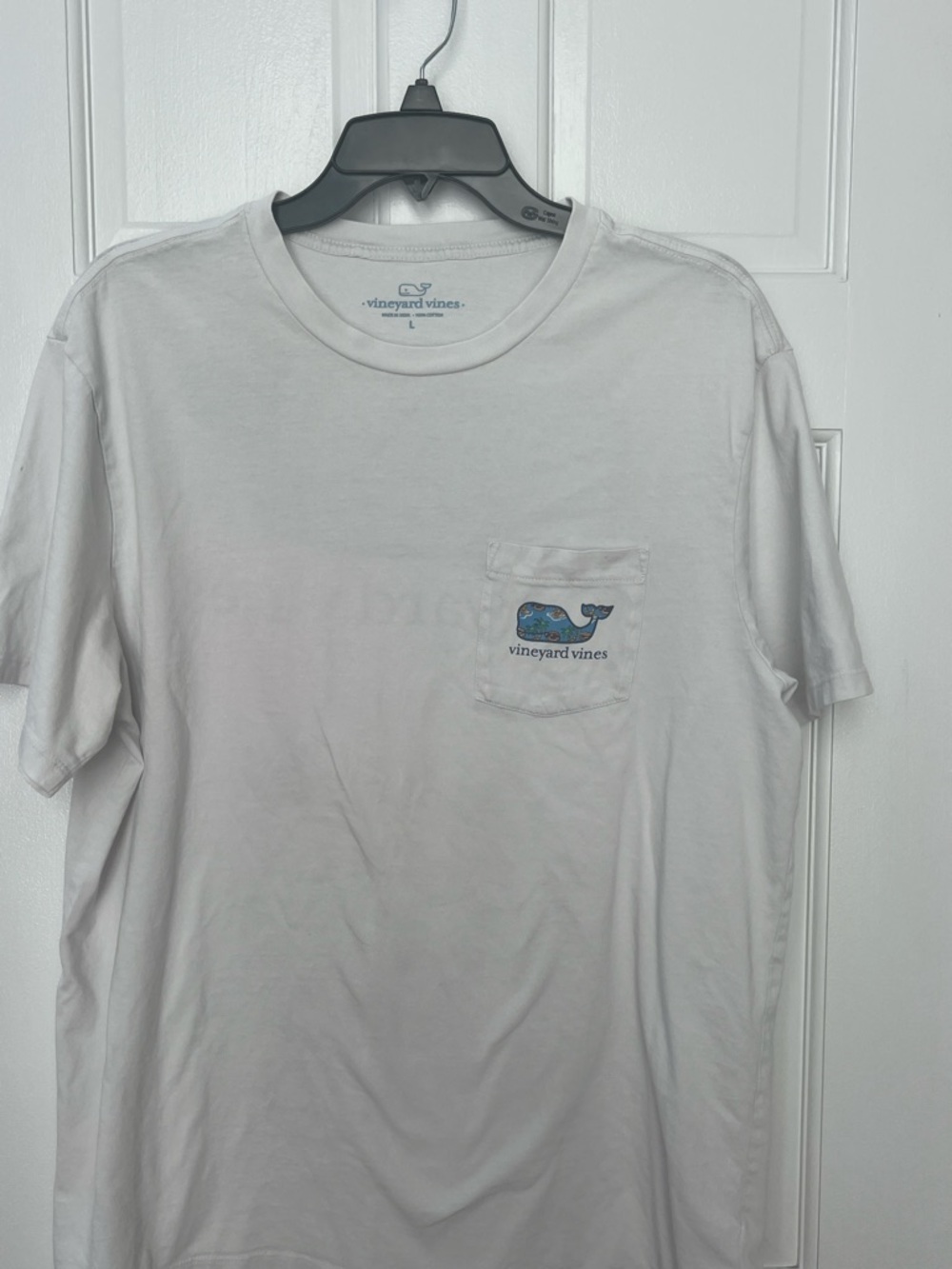 Vineyard Vines White Short-Sleeve Pocket Tee with Blue Whale